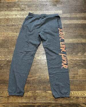 Vintage Victoria's Secret PINK Dark Gray Heather Varsity Cuffed Sweatpants